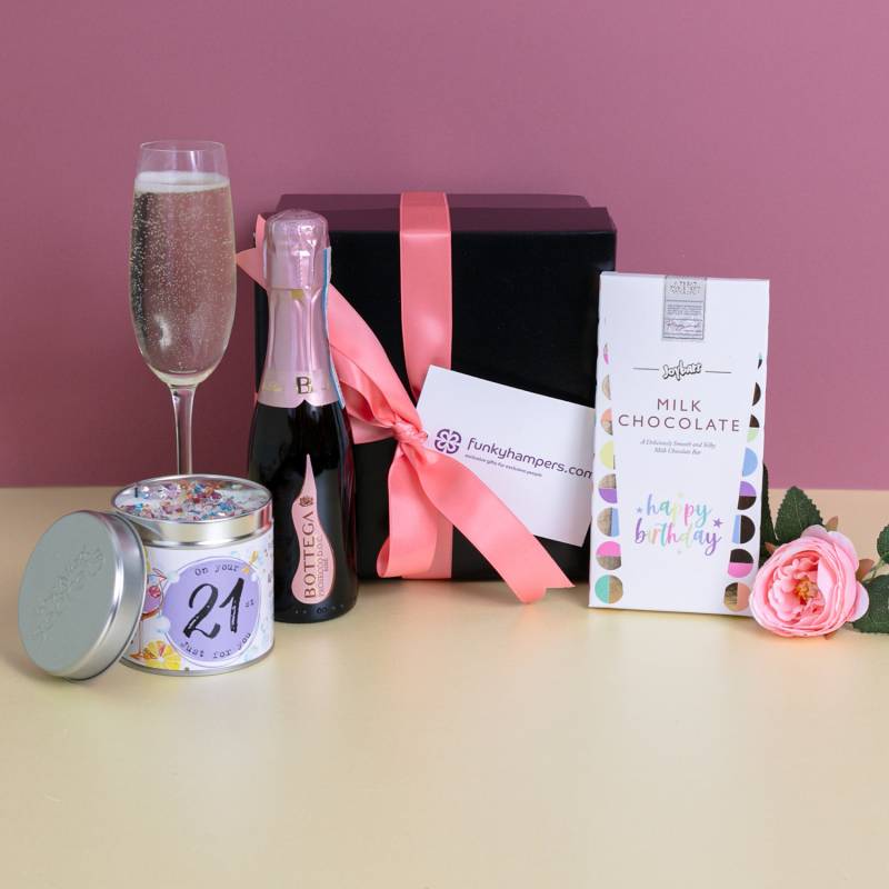 21st Birthday Pink Prosecco and Candle Gift