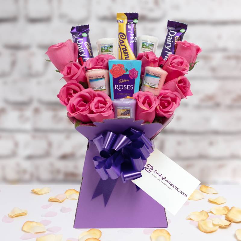 Yankee Candle and Cadbury Pink Roses Bouquet
