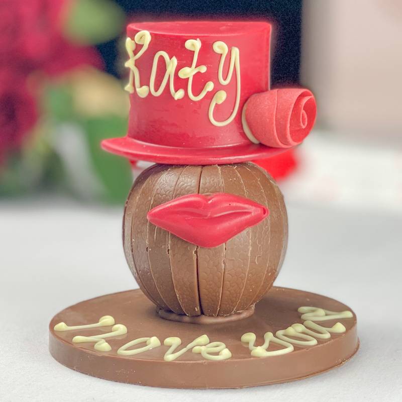 Personalised Chocolate Orange with Red Hat and Lips