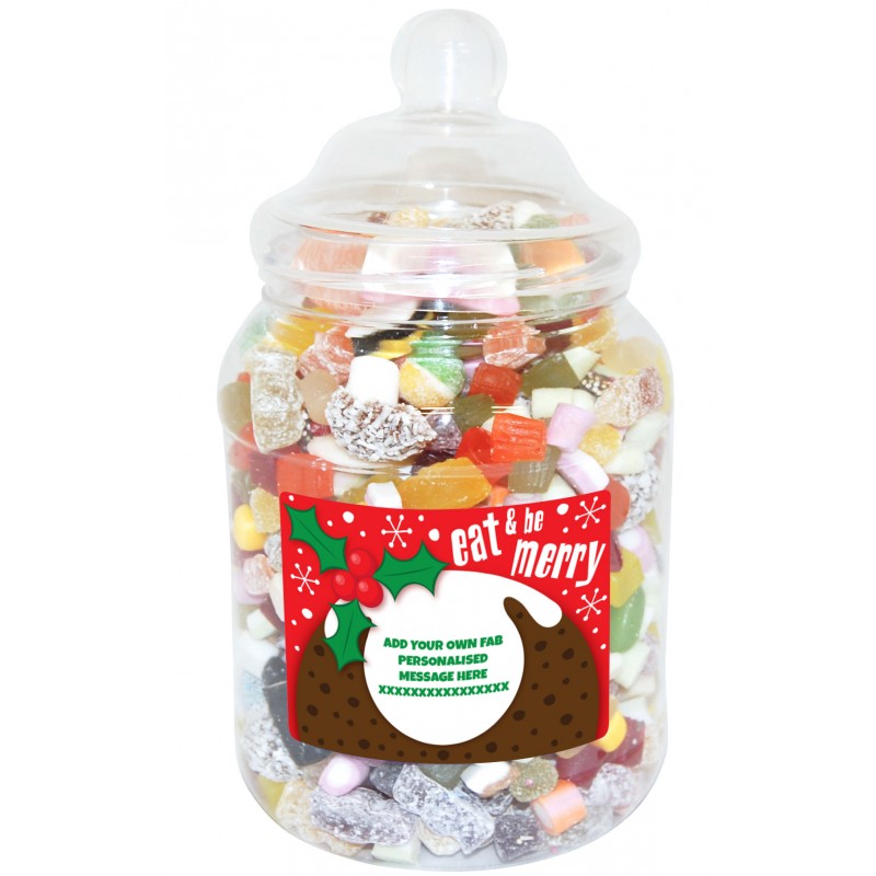 Personalised Be Merry Large Sweet Jar