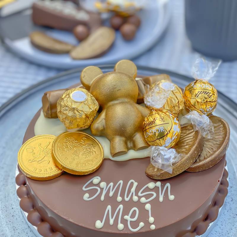 Mini Gold Chocolate Smash Cake