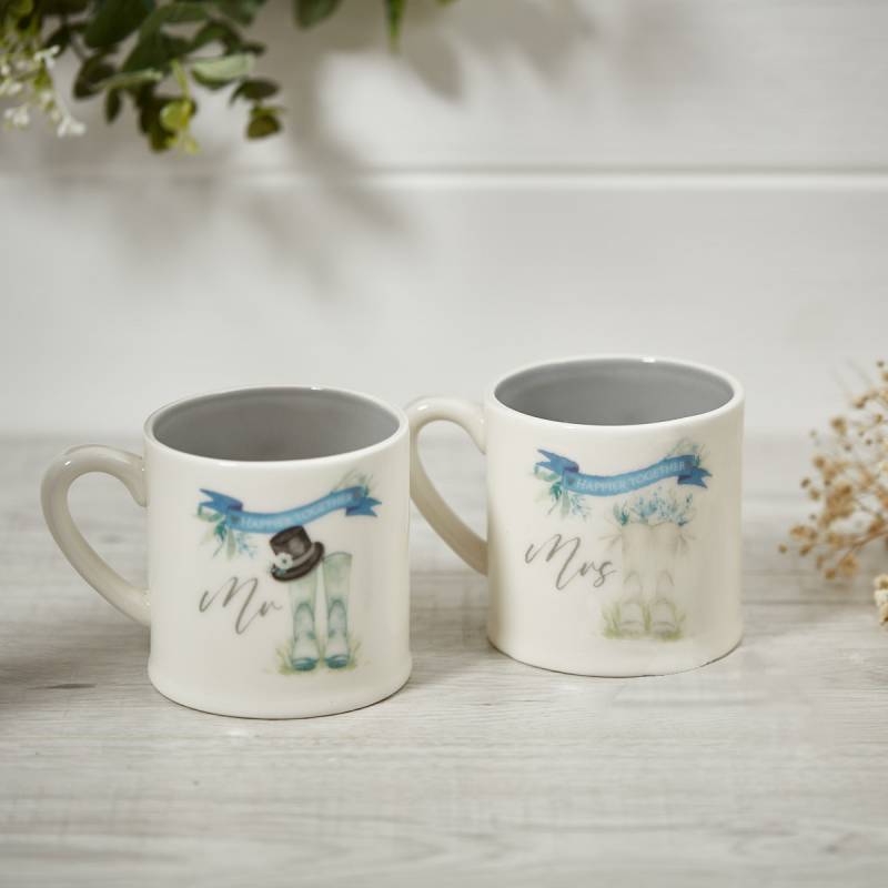 Mr and Mrs Mug With Wellies Design