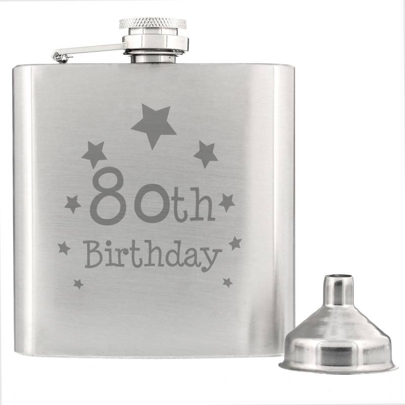 80th Birthday Hip Flask