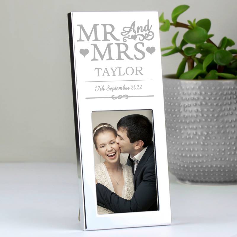 Personalised Silver Mr & Mrs 2x3 Frame