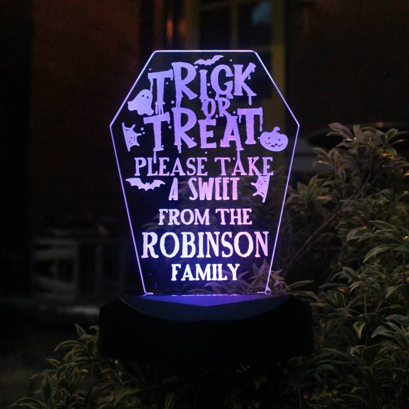 Personalised Trick or Treat Outdoor Solar Light