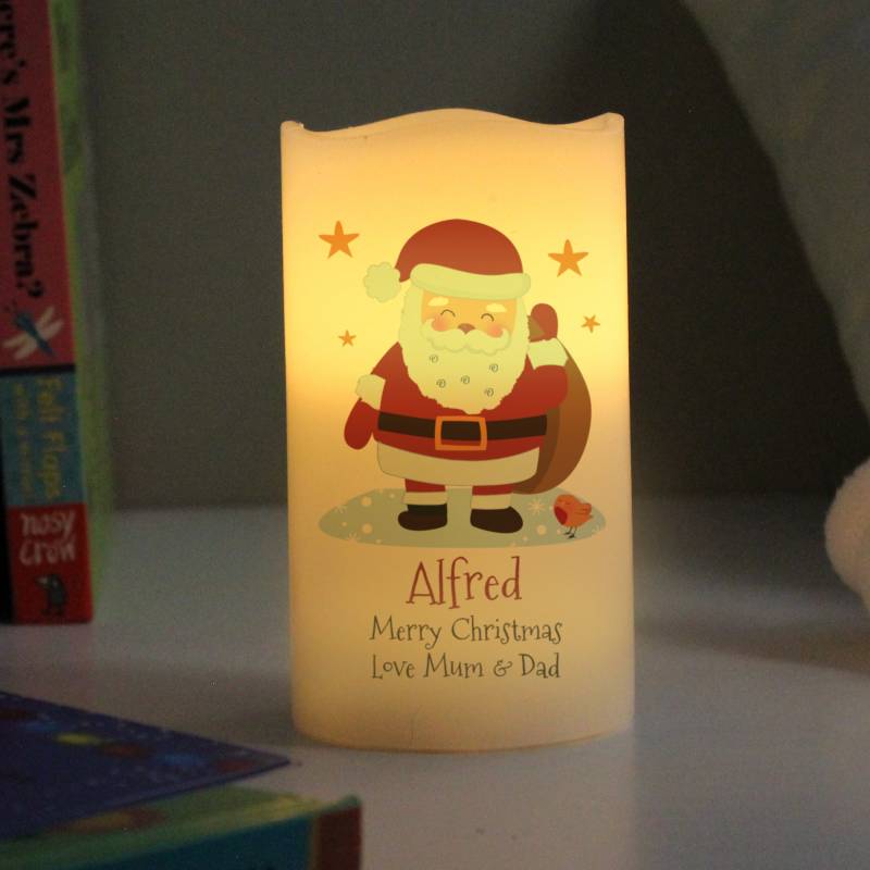 Personalised Christmas Santa LED Candle