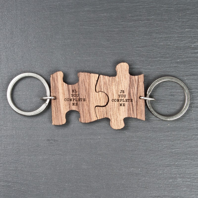 Personalised You Complete Me Romantic Jigsaw Keyring