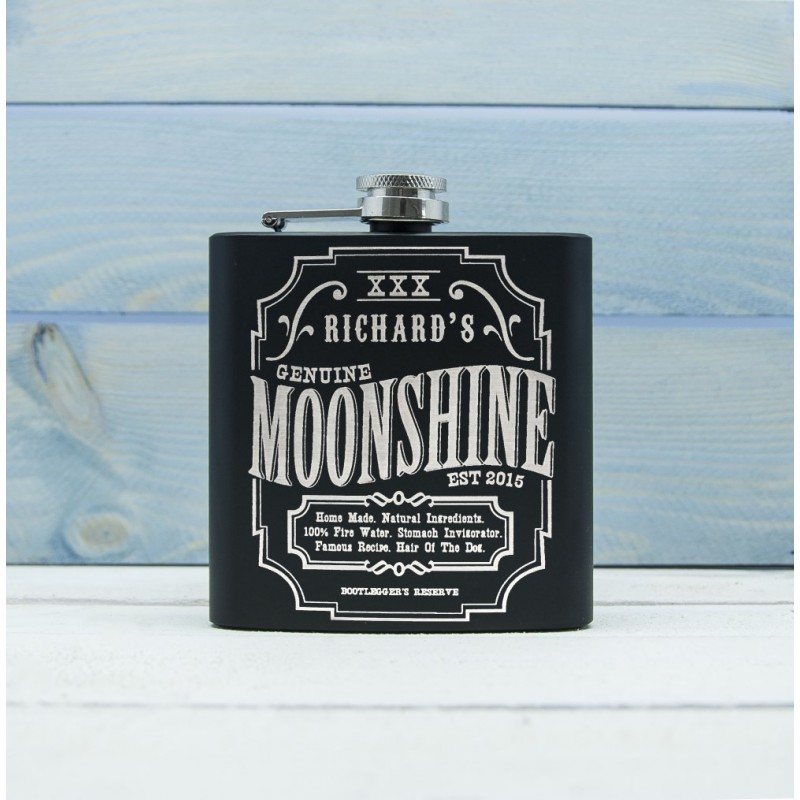 Personalised Moonshine Vintage Hip Flask