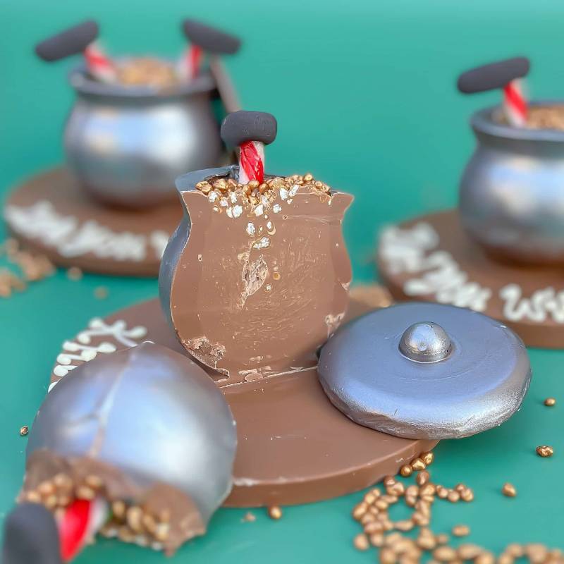 Solid Chocolate Halloween Witches Pot